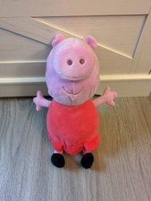 Kohls Cares Peppa Pig Plush 12" Pink Stuffed Animal Red Dress Curly Tail EUC