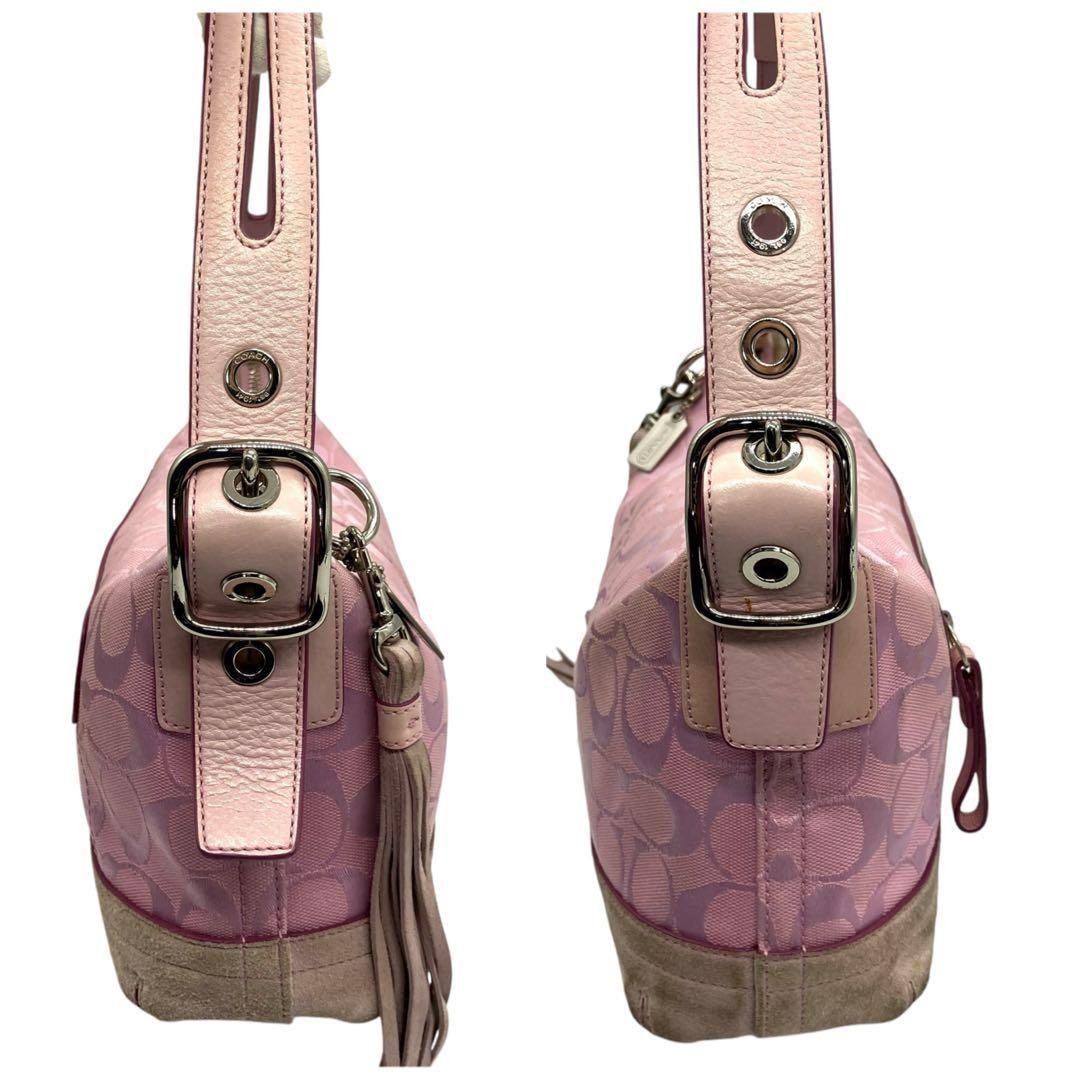 Coach Pink Signature East West Duffle Canvas Leather One Shoulder