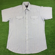 VTG Panhandle Slim Shirt Mens 16.5-33 White Striped Sleeve Western Pearl Snap