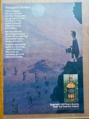Seagram´s 100 Pipers Scotch Whisky Original 1969 Vintage Ad Werbung Reklame