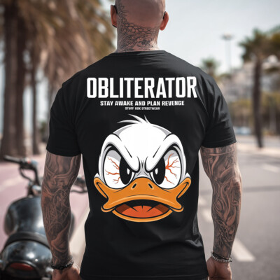 Stuff Box Herren kurzarm Shirt Plan B   S bis 5XL, Duck Cartoon Print, Baumwolle