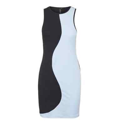 NEW Vero Moda Gila Wavy Colorblock Rib Minidress Women's XS Blue