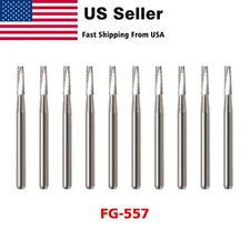 10PCS Dental Tungsten Carbide Steel Burs FG-557 for High Speed Handpiece