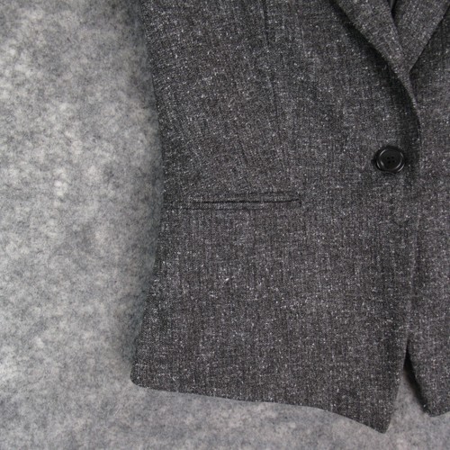 Twenty One Blazer Womens Medium Gray Single Button Lined Ruched Sleeves Career - Picture 4 of 14