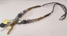 SILPADA Brass Sterling Silver Labradorite Pyrite Swarovski Necklace~N3244~NEW