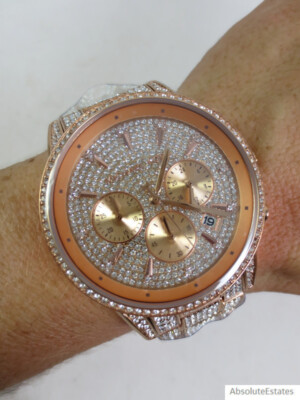 NEW Michael Kors Ritz Rose Gold Pave Glitz Chronograph Watch  display picture 1