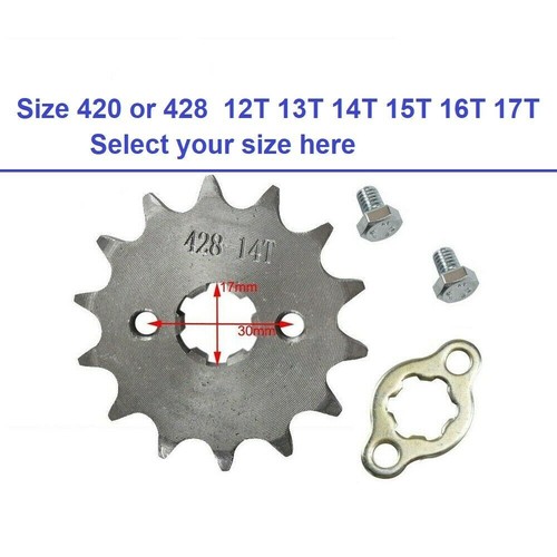 Front Engine Sprocket 17mm Shaft Fit Chain 420 428 Dirt Pit Bike ATV 110 125 150 - Afbeelding 1 van 9