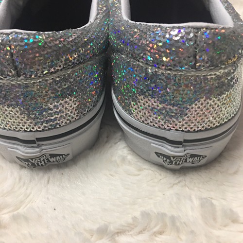 Vans Girls Sequin Silver Slip-On kids Classic Sz3.0 New - Picture 3 of 12