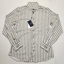 298 New EMANUEL BERG Jersey Stretch Shirt Men MEDIUM M 15.5 EU 40 Gray Striped