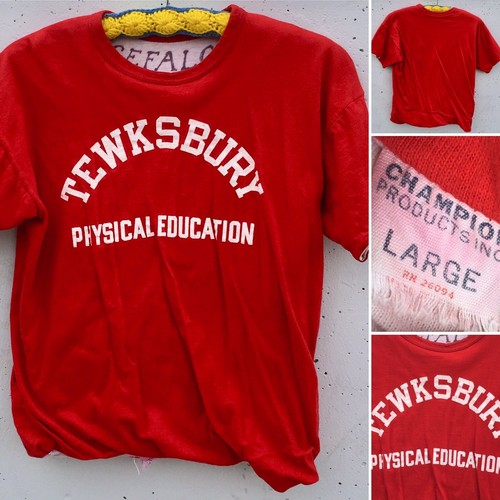 Vintage Tewksbury Physical Education T Shirt Champion 1960s 60s Reversible L