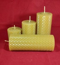  4 candles 100% PURE beeswax PILLAR CANDLES Eco-friendly (4 LARGE CANDLES)