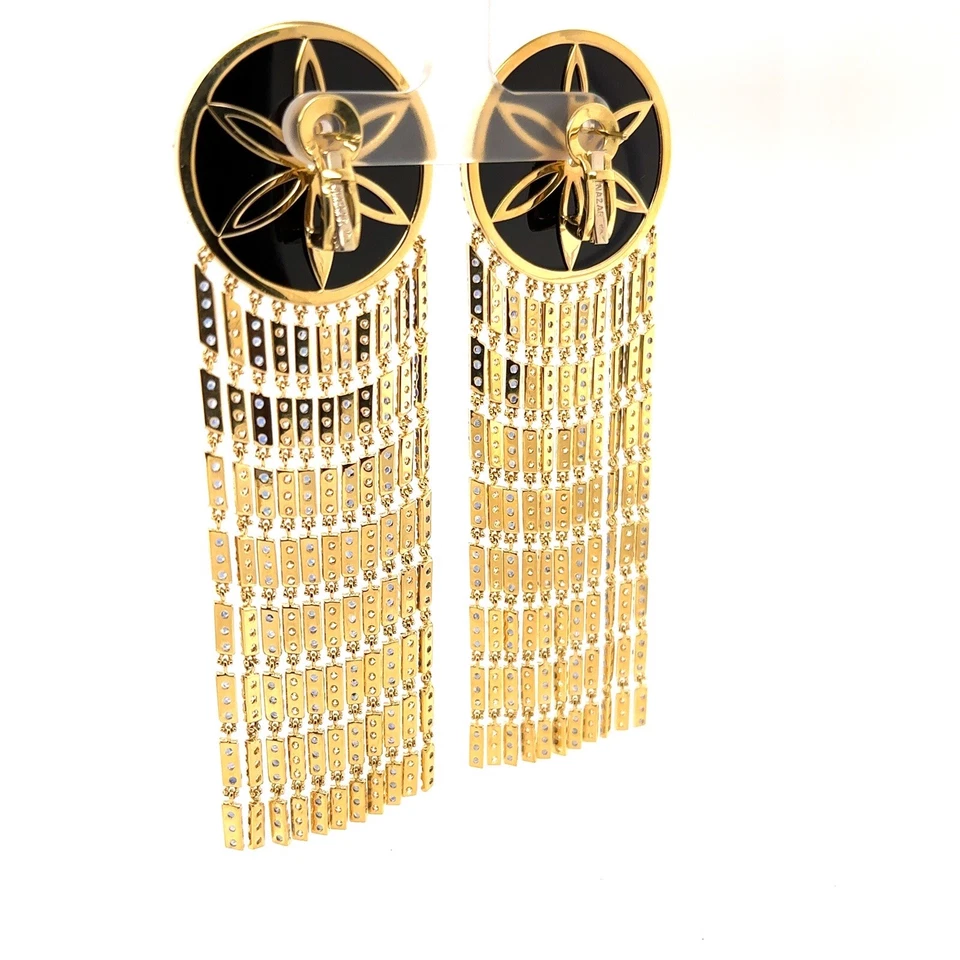 Black Onyx and Diamonds , Sapphires , Earrings 31.62 CTW. F VS1 GIA .18K - Image 3 of 3