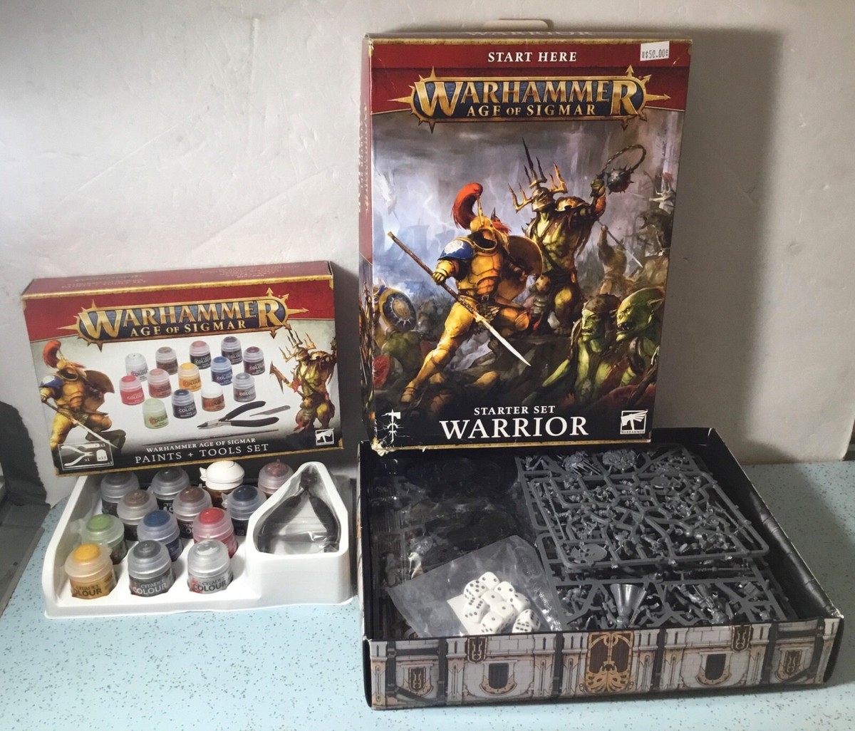 2021 WARHAMMER AGE OF SIGMAR WARRIOR STARTER SET & 13 PAINTS w