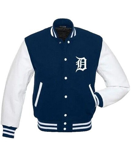 Majestic Authentic Detroit Tigers Full Zip Jacket Navy Blue Orange