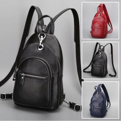 Genuine Leather Backpack Convertible Small Chest Bag Sling Pack Crossbody  Purse