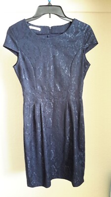 oodji Ultra Women's Size XS Navy Blue Lace Accent Dress EUC