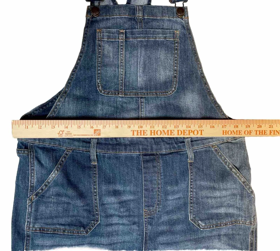 Gap Denim Overalls Women’s Size L 38x27 Medium Indigo Wash Side Zip Boho Casual - Image 2 of 4