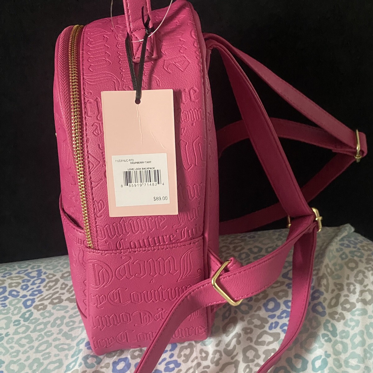 New Pink Juicy Couture Backpack Purse Love Lock Embossed 