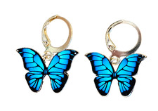 Colorful Butterfly Enamel Dangle Hook Earrings - New