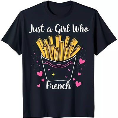 NEW/Whimsical Fry Container T-Shirt 'Just a Girl Who ' with Hearts
