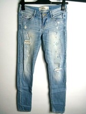 Hollister Women's Jeans Ripped Blue Denim Size W27 L31 Jeggings Skinny Stylish