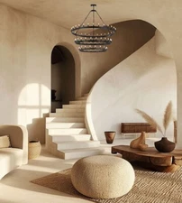 Extra large wrought iron chandeliers vintage metal barn rod rustic pendant 3Tier