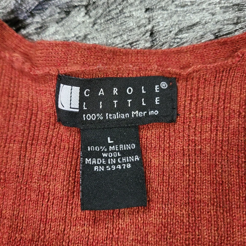 Suéter Carole Little Para Mujer Grande Marrón Lana Merino Sobrepelliz Cuello Acanalado Defectos Foto 2 de 4