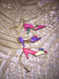 Lot of three vintage shoe ornaments