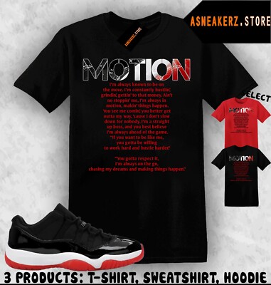 Tee Shirt Matching AJ 11 Low Bred 2025 To Match Sneaker Motion 11s T-Shirt 