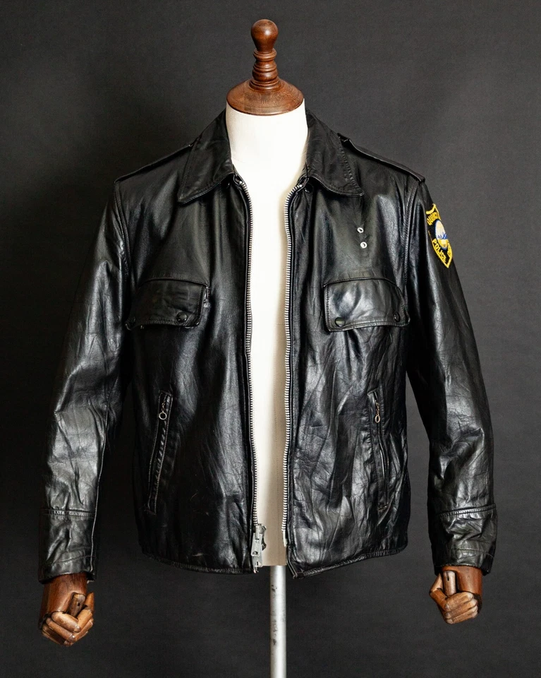 Chaqueta de cuero vintage de la policía americana con cremallera de garra EE. UU. años 70-80 Foto 2 de 4