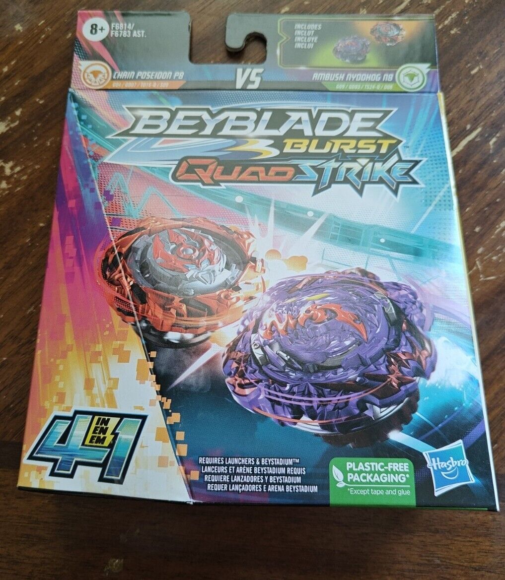Beyblade Burst QuadStrike Ambush Nyddhog N8 and Chain Poseidon P8 Dual Pack