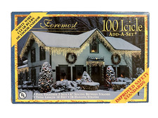 100 Icicle Christmas String Lights Indoor Outdoor Foremost Add-A-Set New In Box