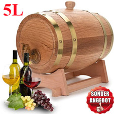 5L Weinfass Holzfass Whiskyfass Brandyfass Rumfass mit Hahn Reifen Untergestell