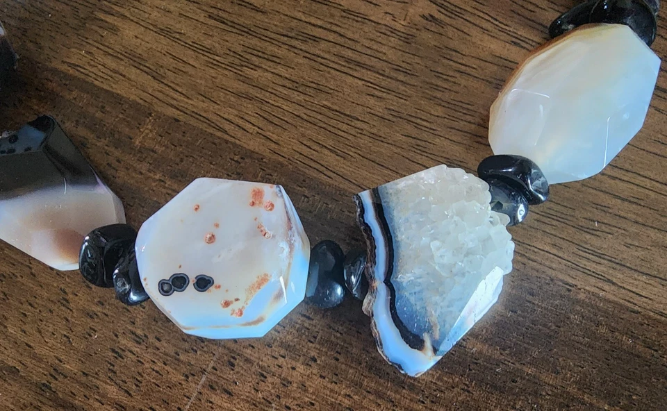 Collar, ágata negra/blanca y ónix con cierre de palanca de plata de ley, 31 pulgadas Foto 4 de 4