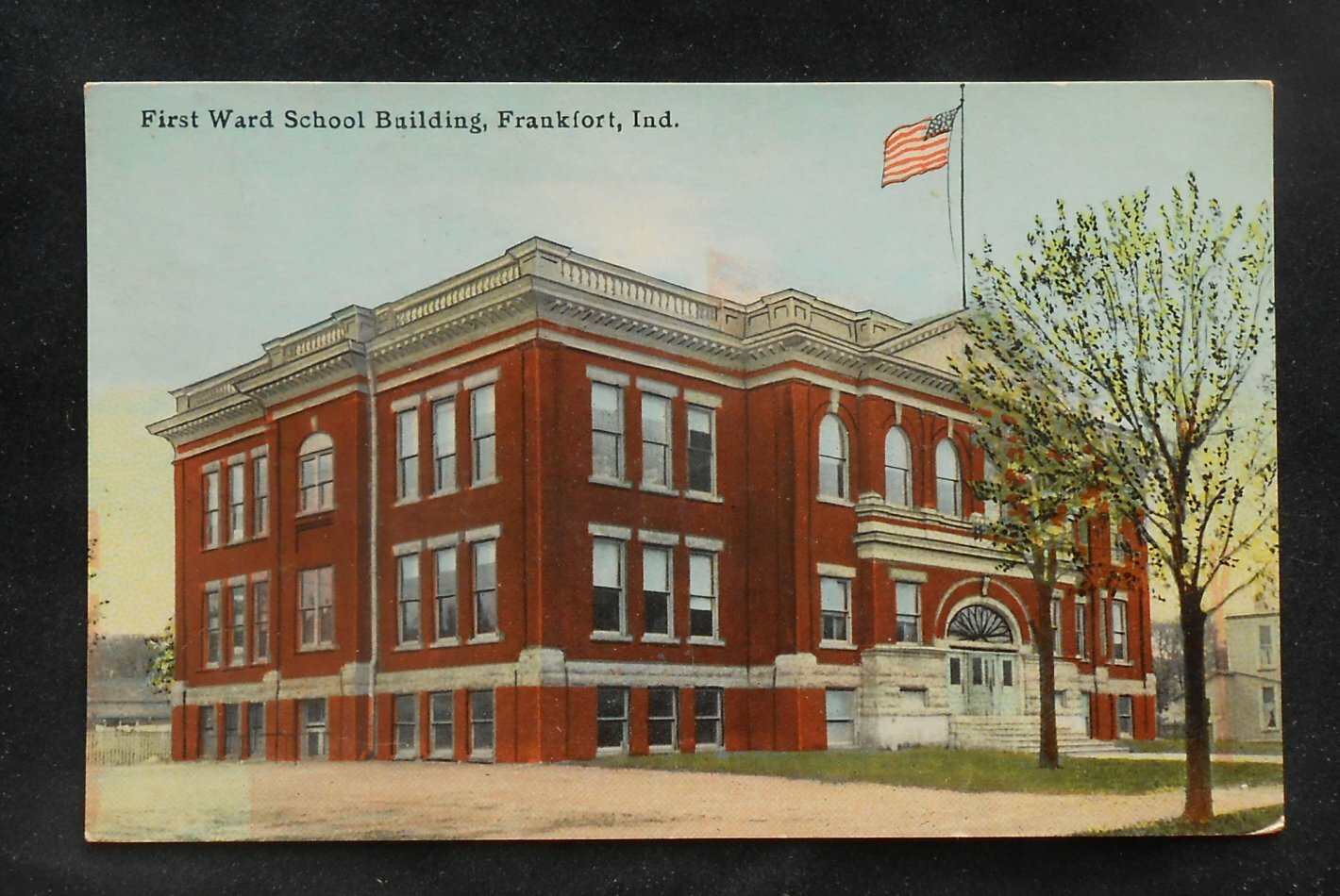 1913 First Ward School Building Frankfort IN Clinton Co Postcard