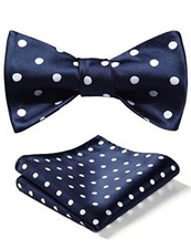 Bow Ties for Men Polka Dot Selftie Bowtie and One Size B2-navy Blue / White