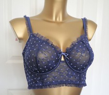 M & S BOUTIQUE UNDERWIRED LONGLINE BALCONY BRA  MIDNIGHT POLKA DOT MARKS SPENCER