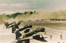 WW2 Picture Photo 1943 squadron of A6M Zero fighters prepares to take off 4275