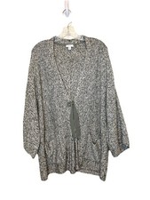 J. Jill Pure Jill Marled Knit Green Cardigan Sweater Green Tie Front Women Large