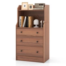 Modern Storage Tall Organizer Dresser Chests Of Drawers Bedroom w/Open Shelves