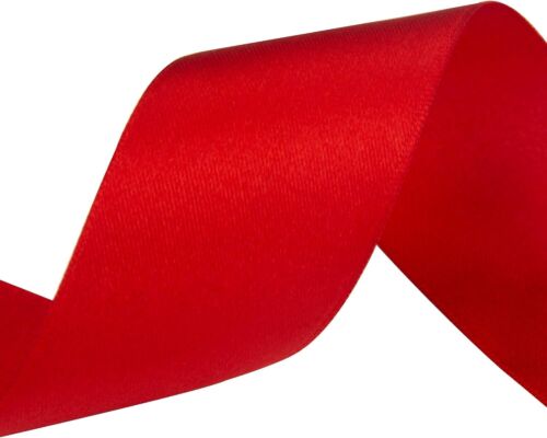 Elegant Double-Faced Red Satin Ribbon 1.5" Wide - 50 Yards for Crafts & Weddings - Picture 6 of 11