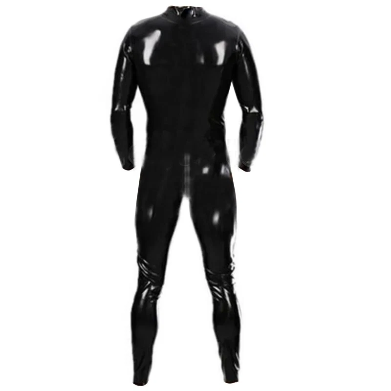 Traje de gato de látex para hombre con cremallera en el hombro entrepierna cremallera traje de goma Foto 2 de 4