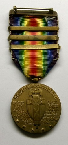 Medalla de la Victoria de la Primera Guerra Mundial de colección también 3 barras de batalla YPRES-LYS - Imagen 2 de 2