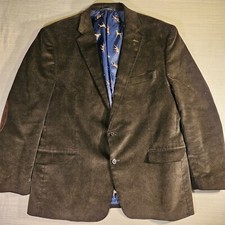 Chaps Mens Brown Corduroy Sport Coat Blazer Pointer Dog Lining Elbow Button 46R