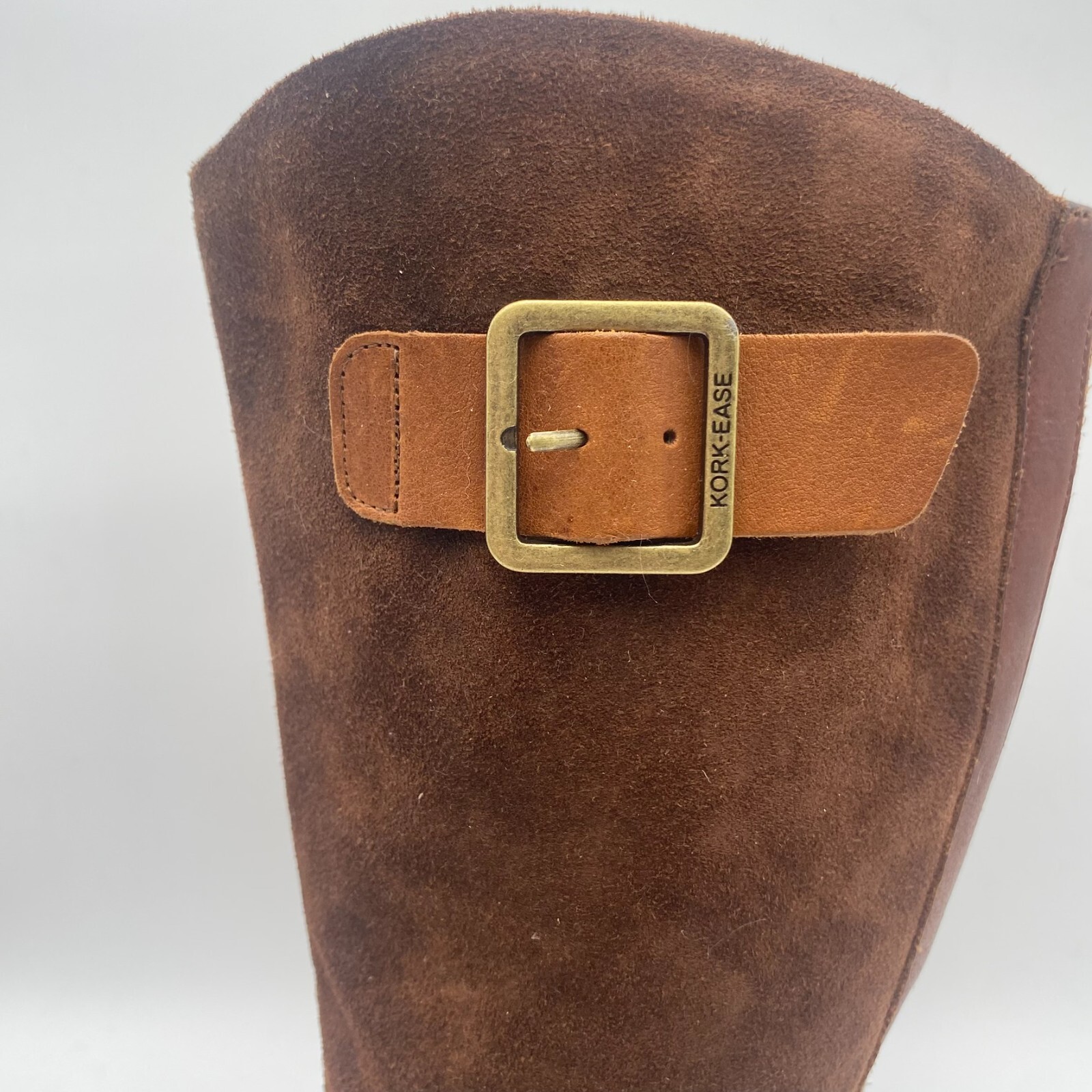 Kork-Ease Rue Tall Riding Boots Womens 6.5 Tan Leather Suede Knee High Buckle image 7