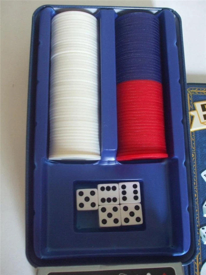  Cardinal Collectors Playing Cards Poker Chips &  Dice in Blue Tin Box - Image 4 of 4