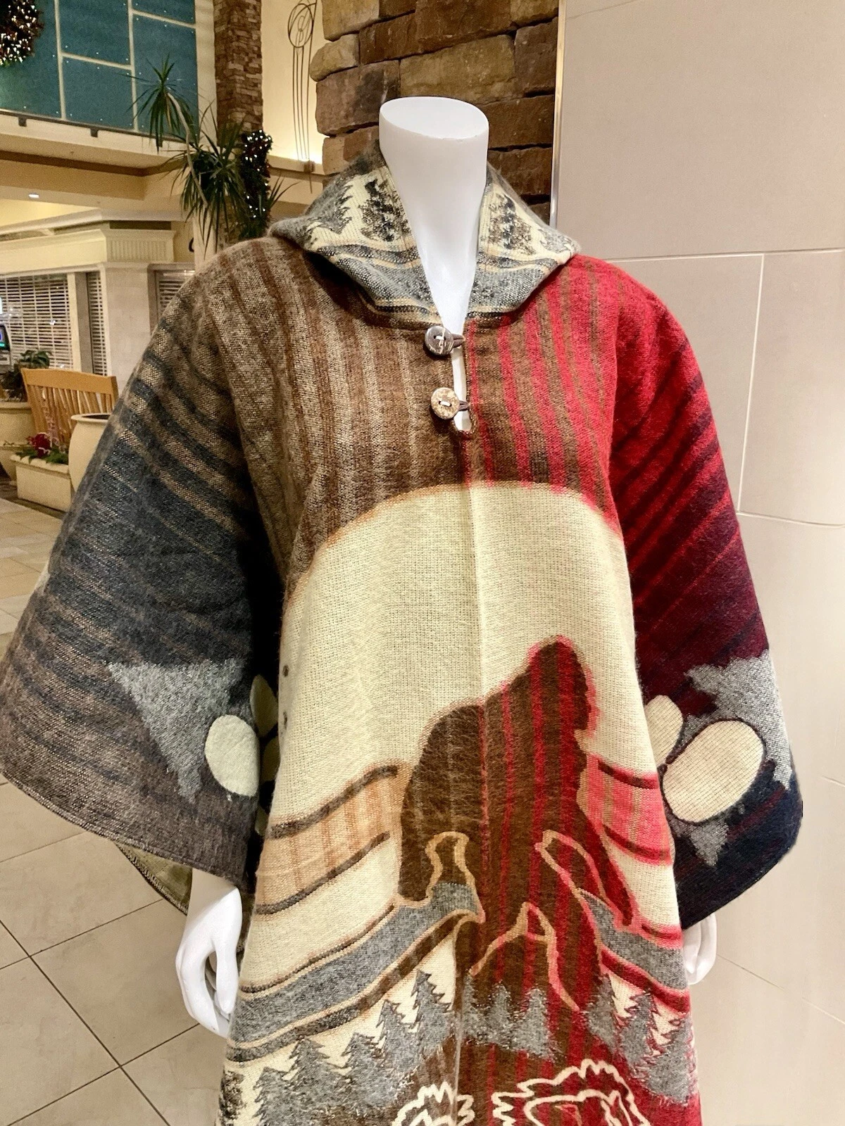 Snowman Alpaca Wool Poncho, Handcrafted By Indigenous Hand, Soft And Warm Unisex