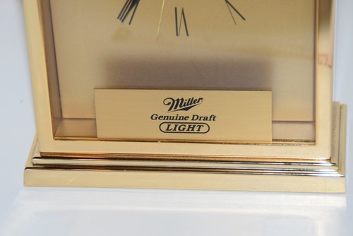 Vintage Howard Miller Arched Brass Mantle Desk Clock Miller Genuine Draft Plate - Picture 2 of 7