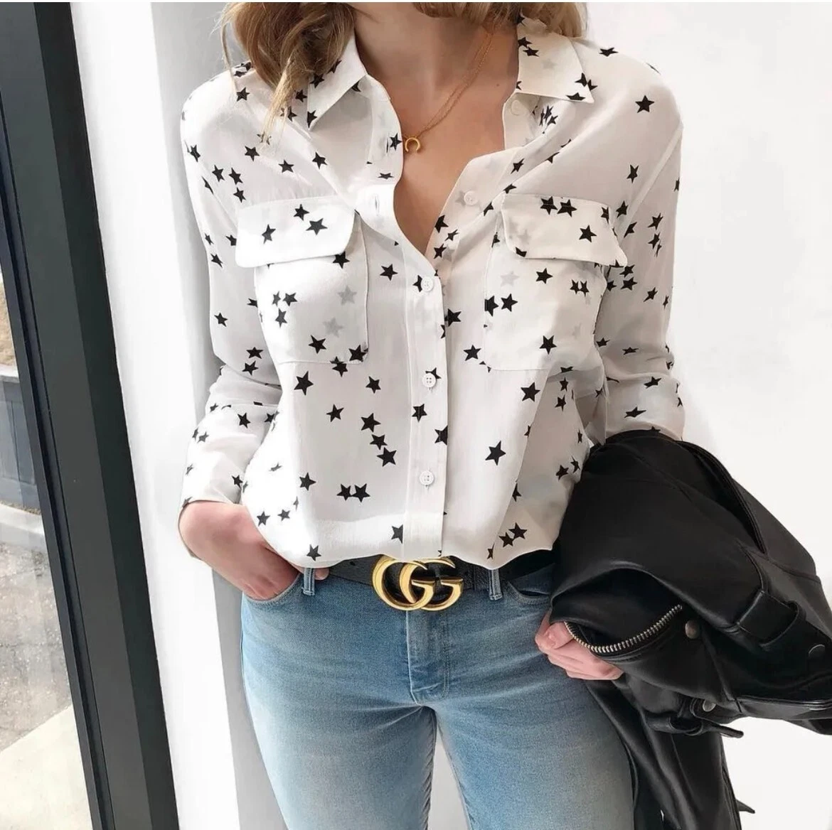 equipment white silk blouse