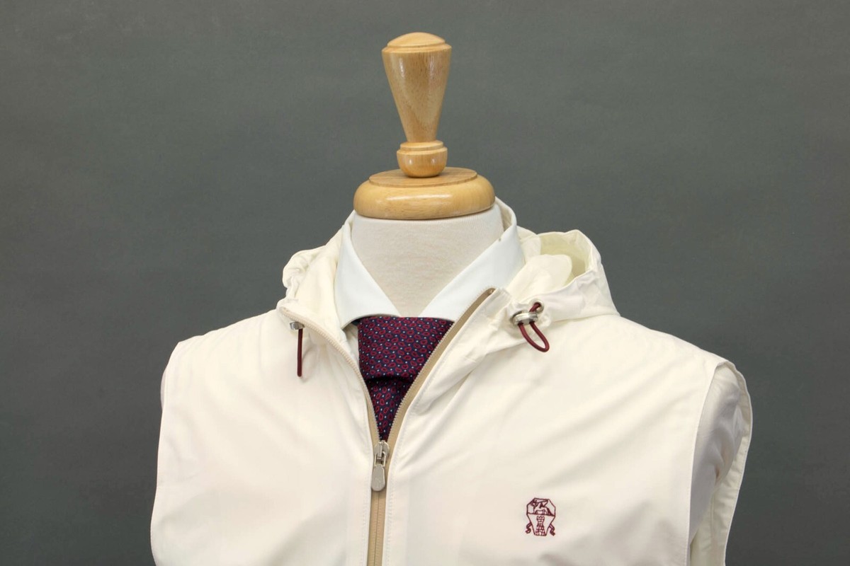 【関税＆送料込み】Brunello Cucinelli Jackets White Brunello Cucinelli - Logo-Appliquéd Striped Shell Tennis
